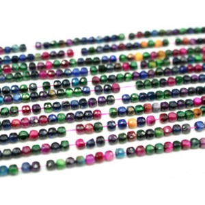 Бусины из тигрового глаза гуммигут кубик 5мм, цвет микс, 39см, 72 бусины