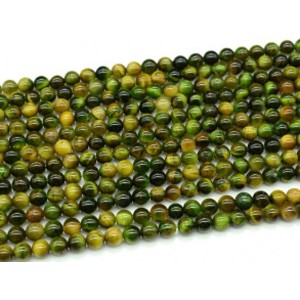 Бусины из тигрового глаза гуммигут шарик 6мм цвет зеленый, 37см, 60 бусин