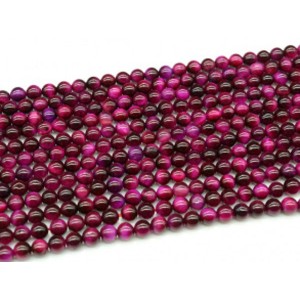 Бусины из тигрового глаза гуммигут шарик 6мм цвет малиновый, 37см, 60 бусин