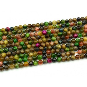 Бусины из тигрового глаза гуммигут шарик 6мм цвет микс 2, 37см, 61 бусина