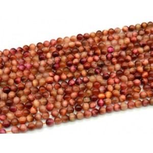 Бусины из тигрового глаза гуммигут шарик 6мм цвет розовый, 36см, 60 бусин