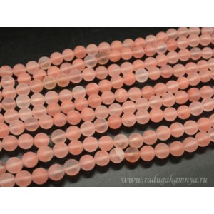 Бусины из халцедона искусственного шарик 10мм цвет розовый матовый, 38см, 37 бусин