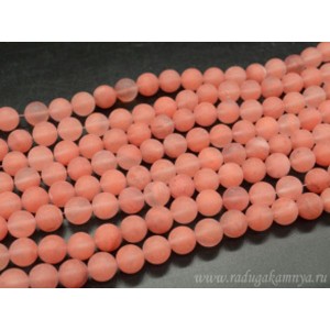 Бусины из халцедона искусственного шарик 12мм цвет розовый матовый, 39см, 31 бусина
