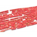 Бусины из варисцита (иск.) цилиндр 4*13мм, цвет малиновый, 39см, 30 бусин