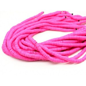 Бусины из каучука Африканские диски 6мм*0,9-1,2мм, цвет фуксия, 36см