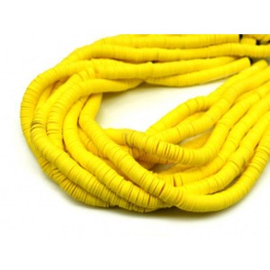 Бусины из каучука Африканские диски 8мм*0,9-1,3мм, цвет желтый, 37см