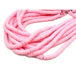 Бусины из каучука Африканские диски 8мм*0,9-1,3мм, цвет розовый, 36см