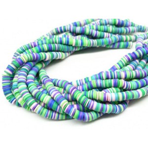 Бусины из каучука Африканские диски 8мм*0,9-1,3мм, цвет фиолетово-зеленый, 38см