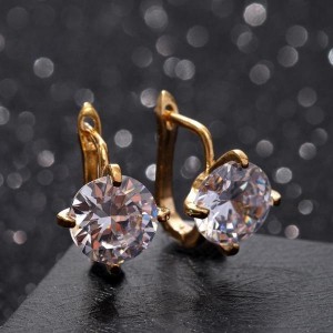 Серьги со стразами "Большой бриллиант", цвет белый, цвет золотистый