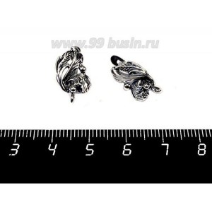 Швензы ювелирные Ветка 3 листа Поперечная Петелька 16*9 мм, оксидированное посеребрение 12 мк , 1 пара, производство РОССИЯ Швензы ювелирные Ветка 3 листа Поперечная Петелька 16*9 мм, оксидированное посеребрение 12 мк , 1 пара, производство РОССИЯ