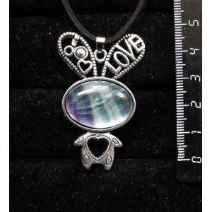 Кулон из флюорита "зайчик", овал 25х18мм