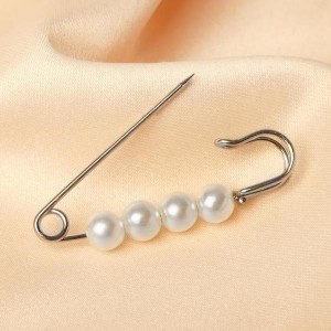 Булавка шар №4 "Жемчужная", 4см, цвет белый, цвет серебристый