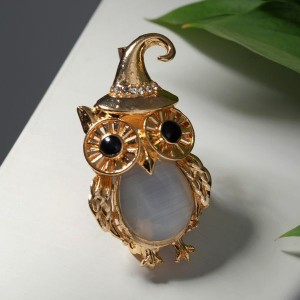 Брошь "Филин" в колпачке, цвет чёрно-белый, цвет золотистый Брошь "Филин" в колпачке, цвет чёрно-белый, цвет золотистый