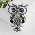 Брошь "Филин", цвет сине-золотой, цвет серебристый