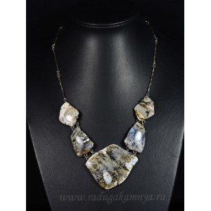 Колье из агата мохового, 53-58см.