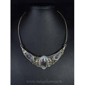 Колье агат моховой, 47см.