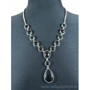 Колье на металлической основе капля 24*33мм с агатом, 55см
