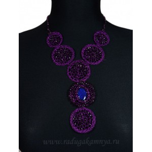 Колье плетение с агатом (тонир.)фиолетовый, 50см