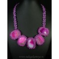 Колье ручной работы с агатом тонированным цвет фуксия, 54см
