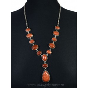 Колье на металлической основе капля 24*35мм с авантюрином, 55см Колье на металлической основе капля 24*35мм с авантюрином, 55см