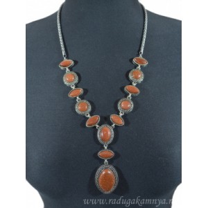 Колье на металлической основе рис 30*40мм с авантюрином, 55см