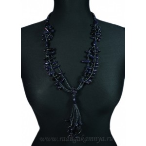 Колье с подвеской петельки из авантюрина синего, 68см