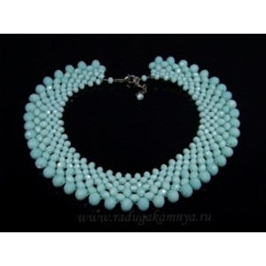 Ожерелье-склаваж из циркона цвет аквамарин, 42см