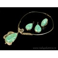 Колье, Кольцо и серьги амазонит, 48см