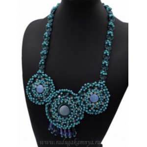 Колье ручной работы "круги", цвет амазонит 53см