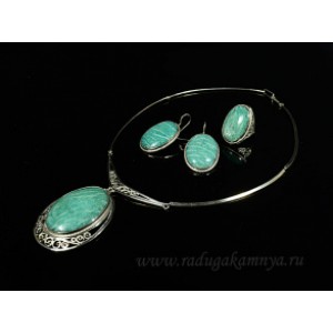 Колье, Кольцо и серьги амазонит, 49см