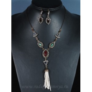 Кулон на цепочке, Серьги из турецкого мельхиора с самоцветами модель10, 45см Кулон на цепочке, Серьги из турецкого мельхиора с самоцветами модель10, 45см