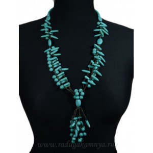 Колье с подвеской петельки из бирюзы, 68см Колье с подвеской петельки из бирюзы, 68см