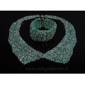 Колье-воротник и браслет из циркона плетение цвет бирюзовый, 45см, 18,5см