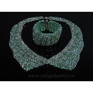 Колье-воротник и браслет из циркона плетение цвет бирюзовый, 45см, 18,5см Колье-воротник и браслет из циркона плетение цвет бирюзовый, 45см, 18,5см