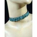 Чокер на замше с бирюзой (имитация), 32см