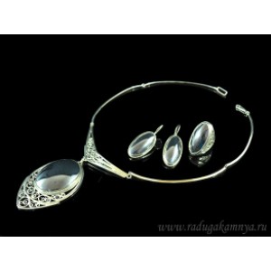 Колье, Кольцо и серьги гематит,  48см