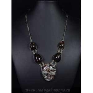 Колье из астрофиллита под горным хрусталем, 50-55см.