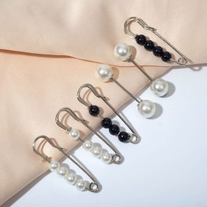 Набор булавок (6шт) "Жемчужины", цвет чёрно-белый, цвет серебристый