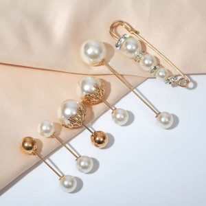 Набор булавок (6шт) жемчуг, цвет белый, цвет золотистый Набор булавок (6шт) жемчуг, цвет белый, цвет золотистый