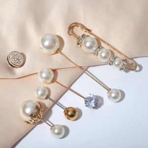 Набор булавок (6шт) "Жемчужное ассорти", цвет белый, цвет золотистый Набор булавок (6шт) "Жемчужное ассорти", цвет белый, цвет золотистый