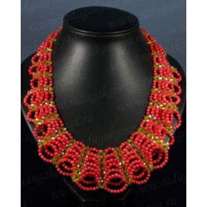 Колье "Кружево", коралл розовый, 50см