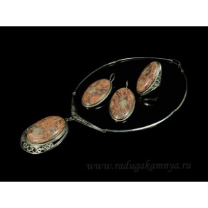 Колье, Кольцо и серьги коралл,  47см длина 19см