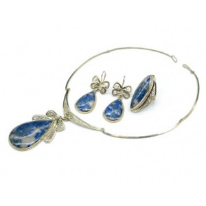 Колье, Кольцо и серьги лазурит,  48см