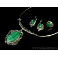 Колье, Кольцо и серьги малахит, 46,5см р-р 18.5 Колье, Кольцо и серьги малахит, 46,5см р-р 18.5