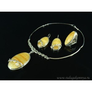 Колье, Кольцо и серьги оникс,  47см