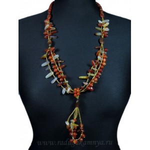 Колье с подвеской петельки из сердолика, 73см