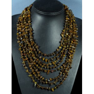 Бусы-колье 8 нитей крошка из тигрового глаза, 48см