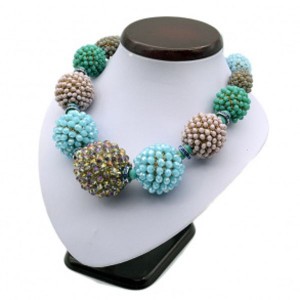 Колье циркон плетение цвет голубой, сиреневый,  50-100см