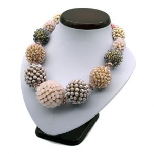 Колье циркон плетение цвет розовый, сиреневый,  50-100см