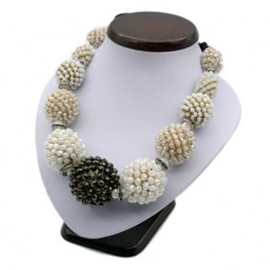 Колье циркон плетение цвет черный, белый,  50-100см